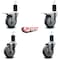 Service Caster 4'' Thermoplastic Rubber Swivel 1-5/8'' Expanding Stem Caster Set 2 Total Lock Brakes, 4PK SCC-EXTTL20S414-TPRB-2-S-2-158 - alternate 4